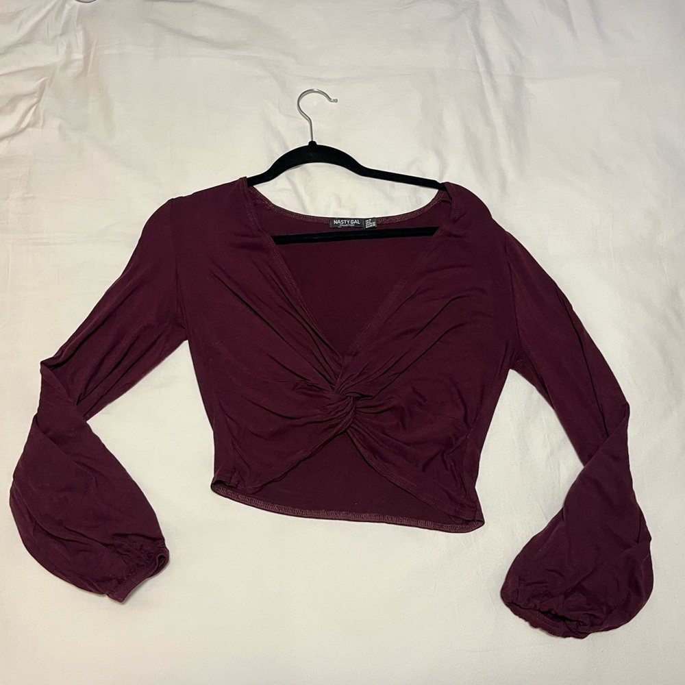 Nasty Gal longsleeve, burgundy crop top